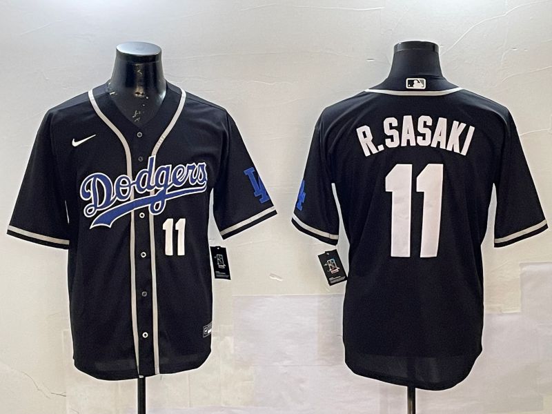 Men Los Angeles Dodgers #11 R.Sasaki Black Fashion Game 2025 Nike MLB Jersey style 21